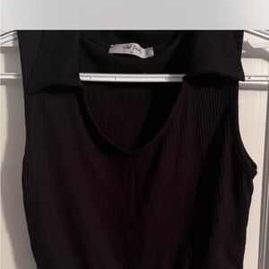 Chic Black Collared Tank Top